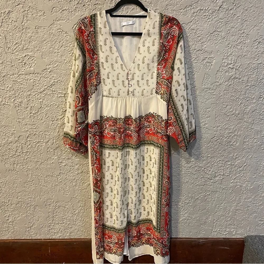 MANGO | chiffon midi flowy paisley dress - Picture 4 of 6